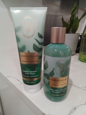 Bath & Body Works Stress Relief Eucalyptus + Spearmint Body Wash & Cream - Green